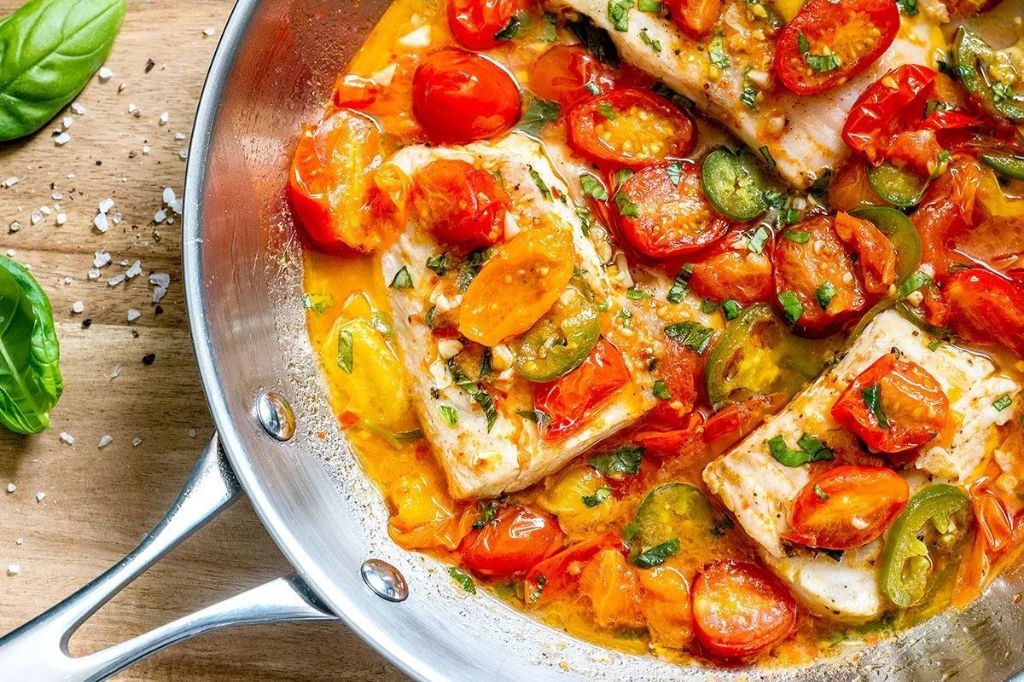 Pan Seared Tilapia with Tomato Basil Sauce