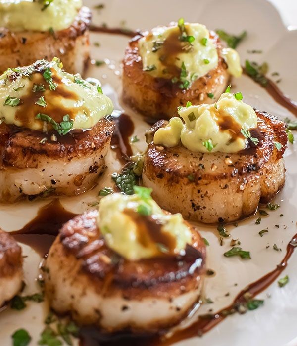 Pan-Seared Scallops with Avocado Cream