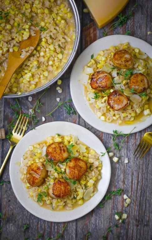 Pan-Seared Scallops with Sweet Corn Risotto