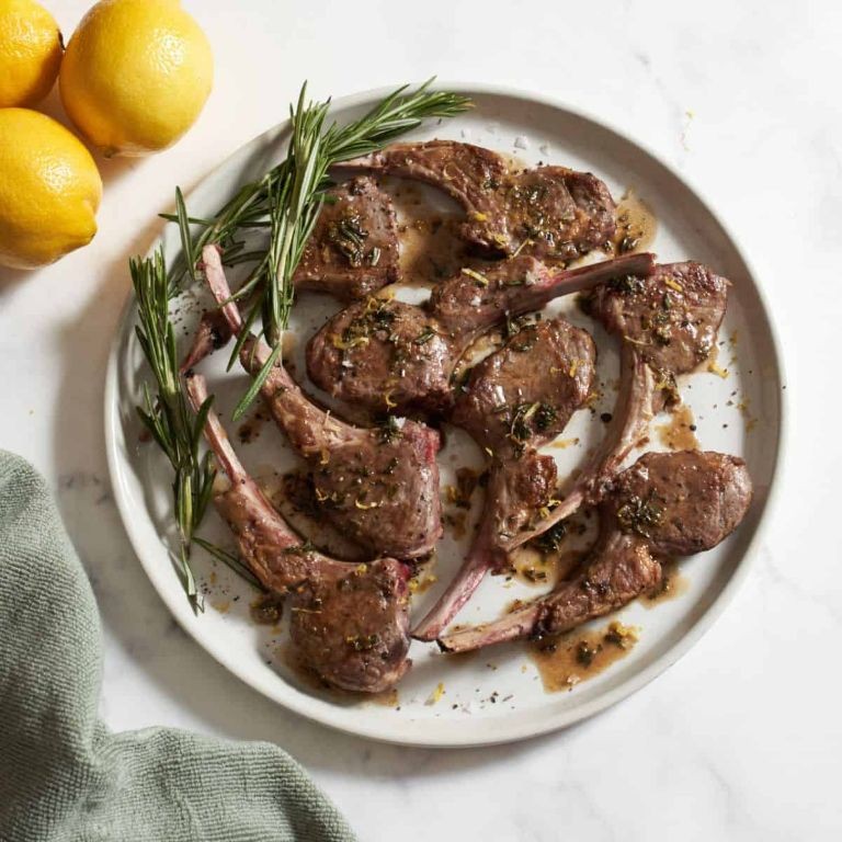 Pan-seared lamb chops with rosemary