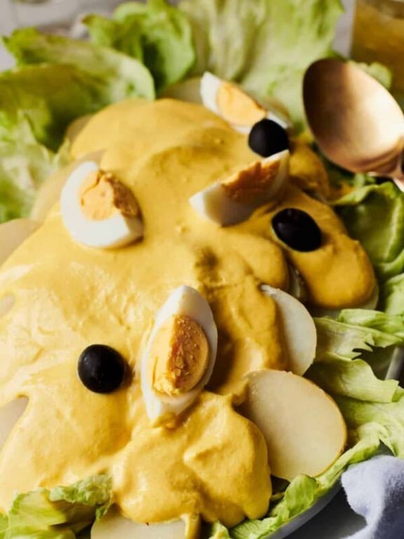 Papa a la Huancaina Nachos with Yellow Pepper Sauce