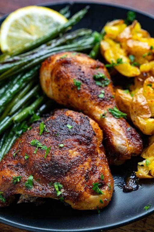 Paprika-Roasted Chicken with Green Beans