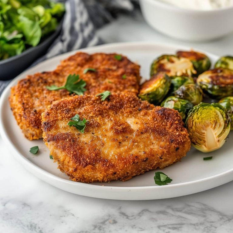 Parmesan Crusted Pork Chops with Roasted Brussels Sprouts