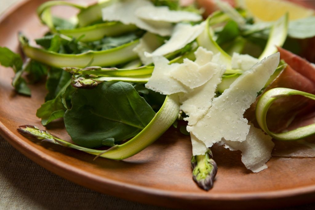 Parmesan Shaved Asparagus Salad with Arugula