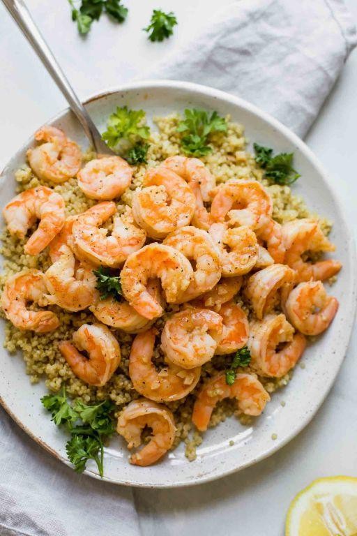 Parsley-Lemon Quinoa with Grilled Shrimp