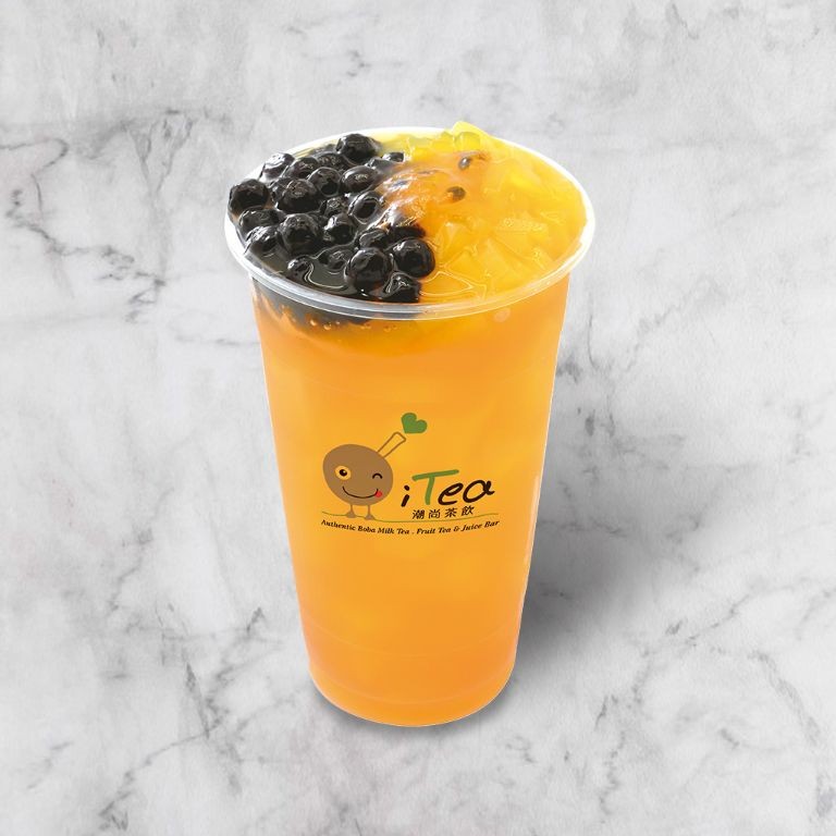 Passion Fruit Green Tea with Boba