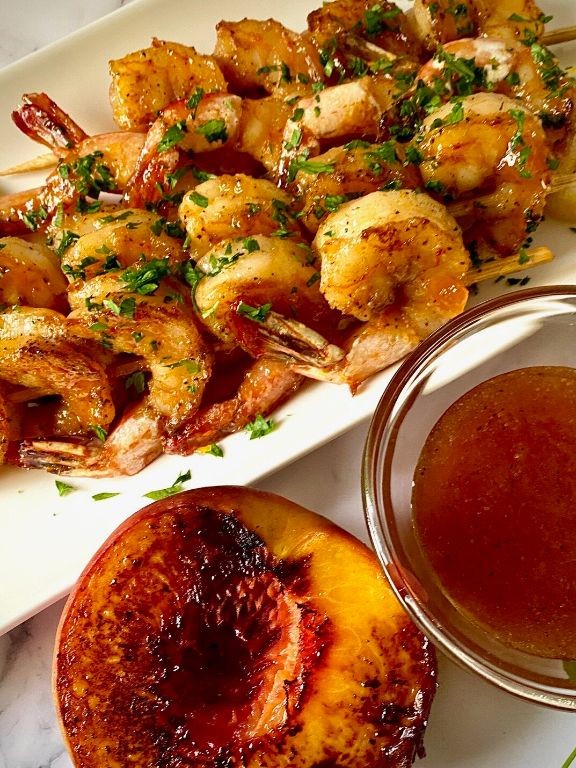 Peach Bourbon BBQ Shrimp Grill
