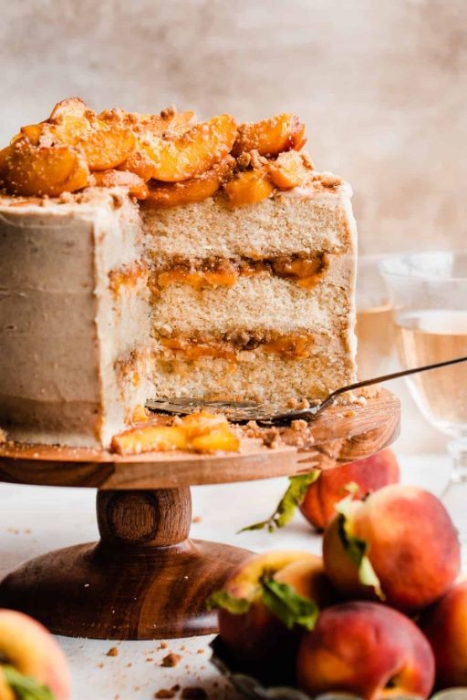 Peach Cobbler Hoe Cakes with Brown Sugar Glaze