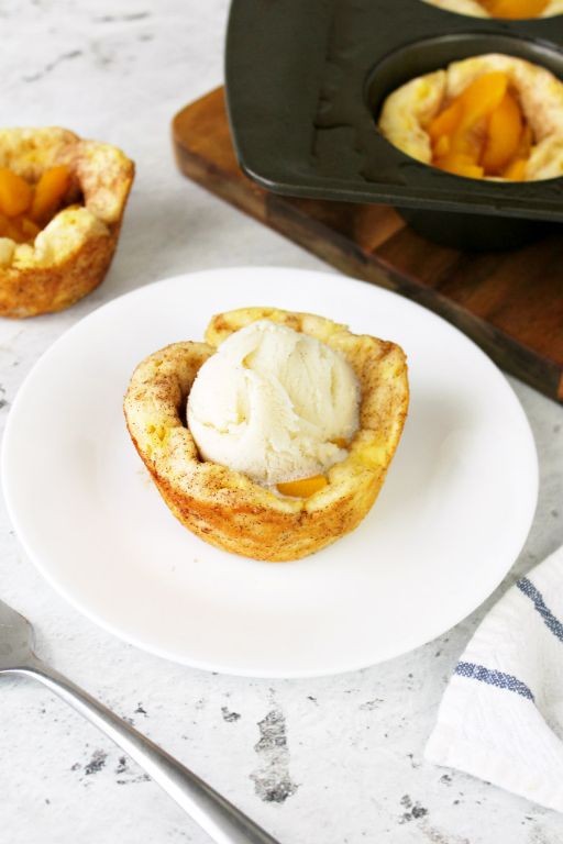 Peach Cobbler Pastry Cups with Vanilla Glaze
