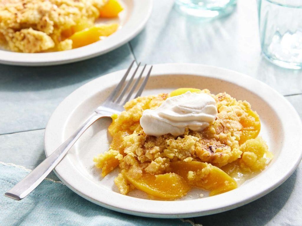 Peach Dump Cake with Oatmeal Crumble