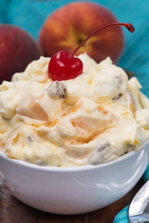 Peach Fluff Salad with Whipped Cream