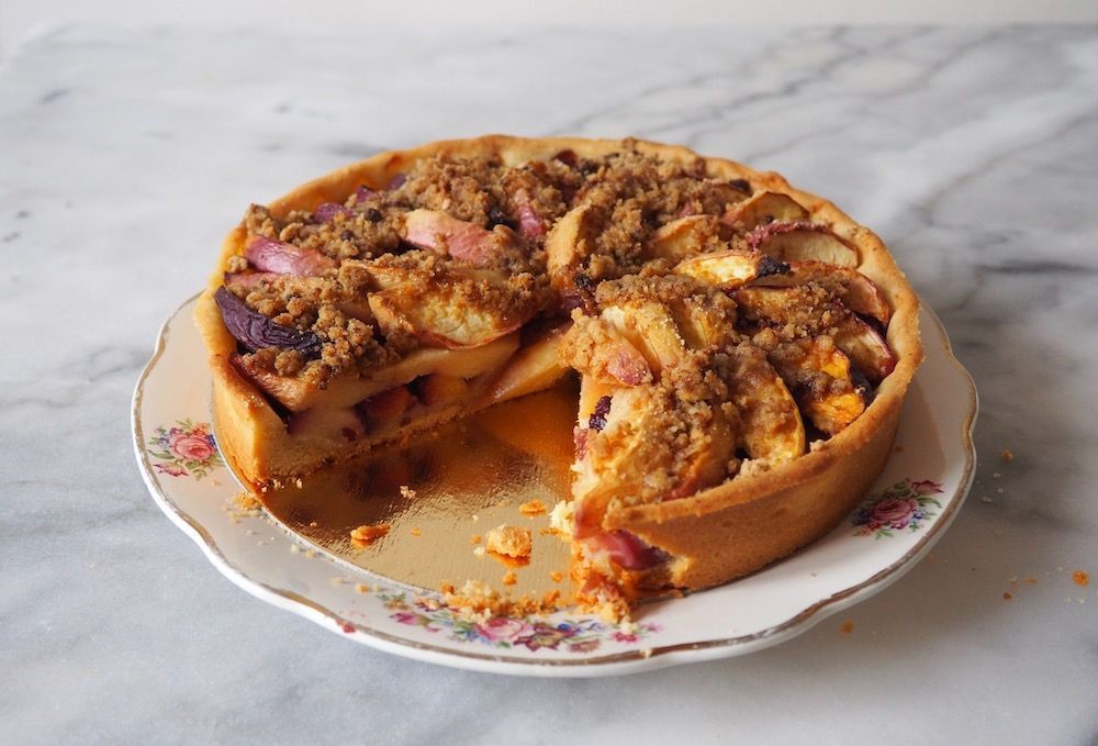 Peach Oatmeal Crumble Tart