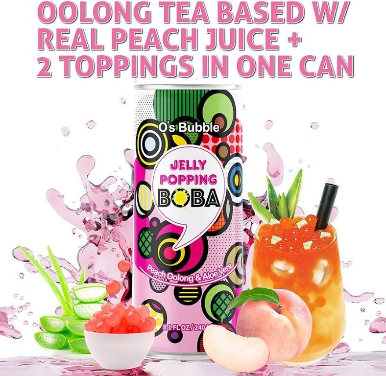 Peach Oolong Tea with Popping Boba