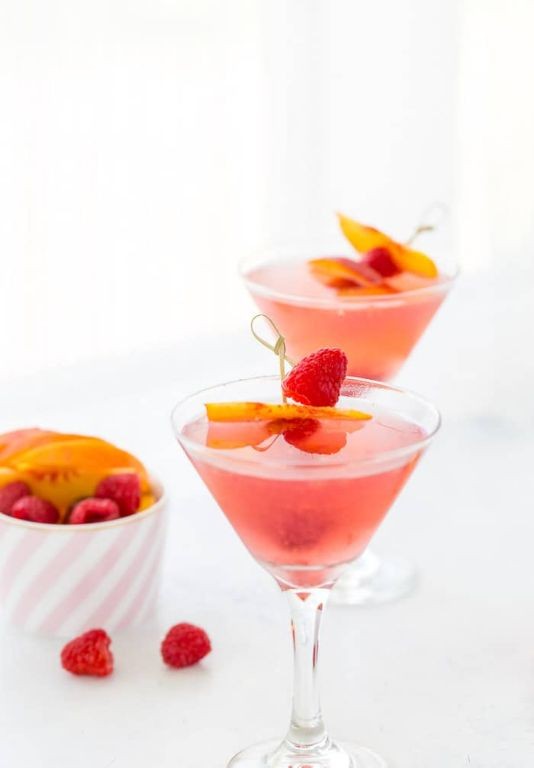 Peach Raspberry Martini with a Sweet Nectar Blend