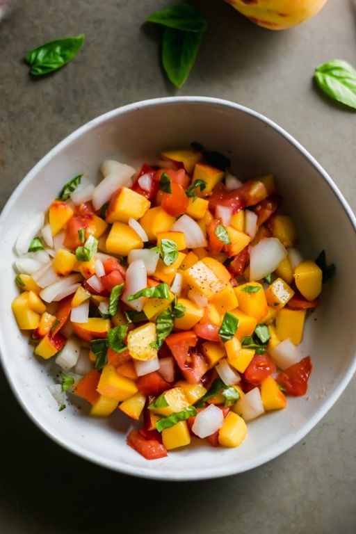 Peach and Tomato Salsa with Basil