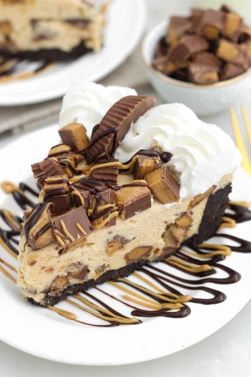 Peanut Butter Cup Cheesecake with Sour Cream Drizzle