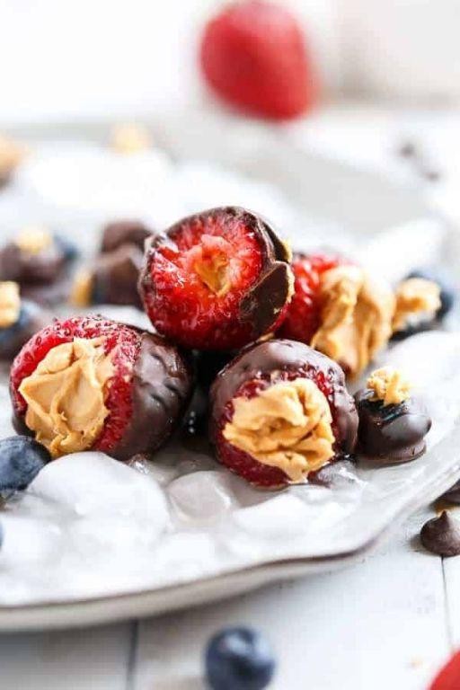 Peanut Butter Stuffed Chocolate Covered Strawberries
