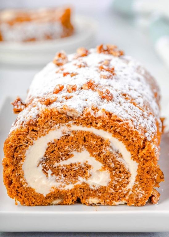 Pecan Praline Pumpkin Roll