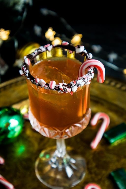 Peppermint Hot Toddy with Candy Cane Garnish