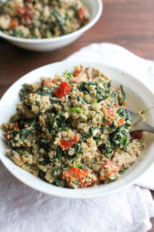 Pesto Cauliflower Rice with Sun-Dried Tomatoes