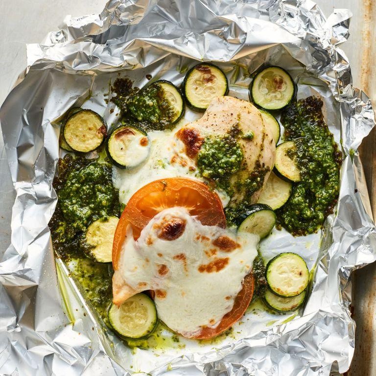 Pesto Chicken and Zucchini Foil Pack