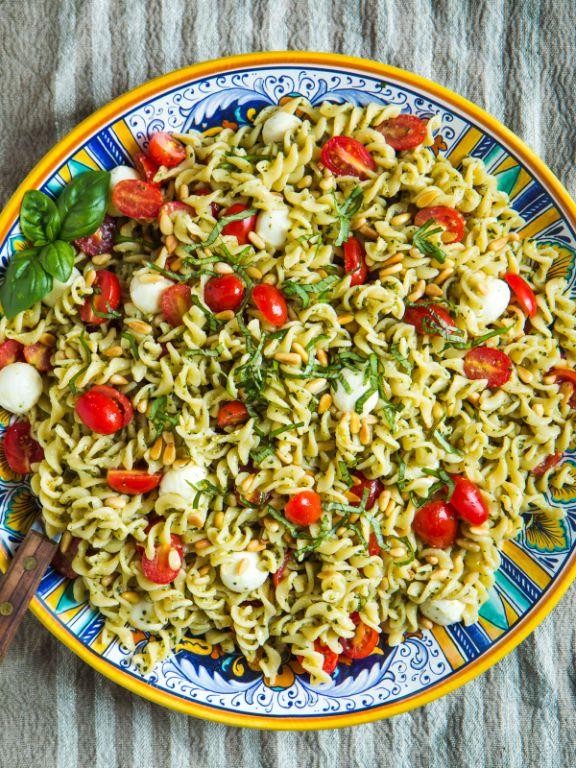 Pesto Cream Caprese Pasta Salad