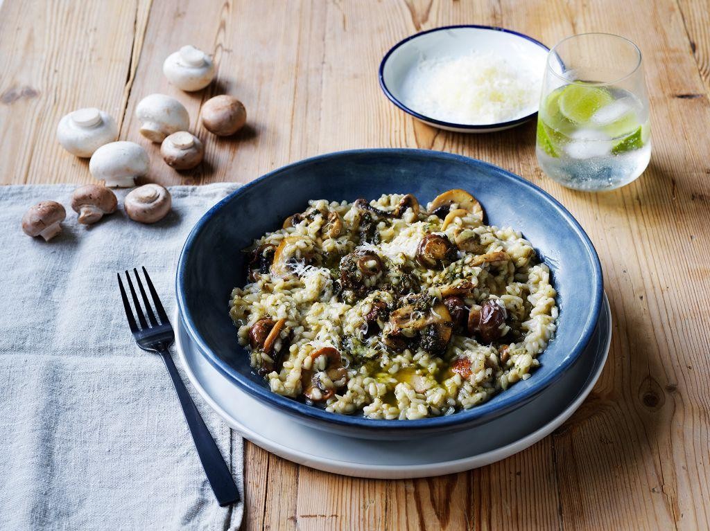 Pesto Cream Mushroom Risotto