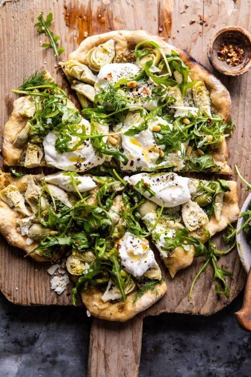 Pesto Cream and Artichoke Pizza
