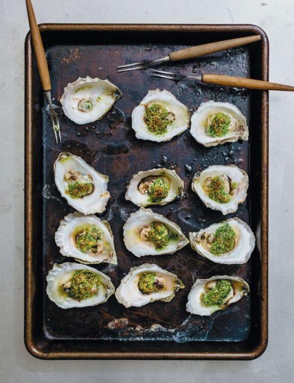 Pesto Grilled Oysters