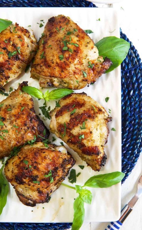 Pesto Marinated Grilled Chicken Thighs