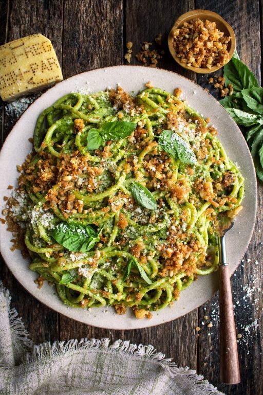 Pesto Pasta with Toasted Pine Nuts