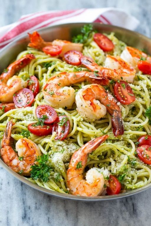 Pesto Shrimp Farfalle