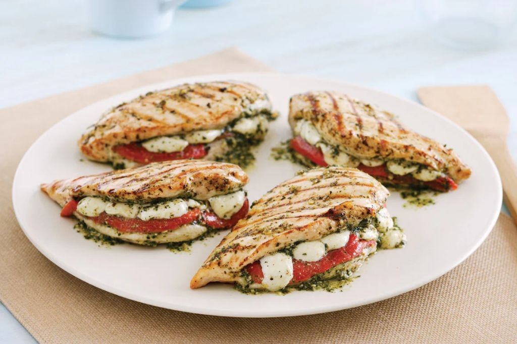Pesto and Mozzarella Stuffed Split Chicken Breast