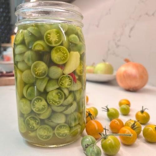 Pickled Green Cherry Tomatoes