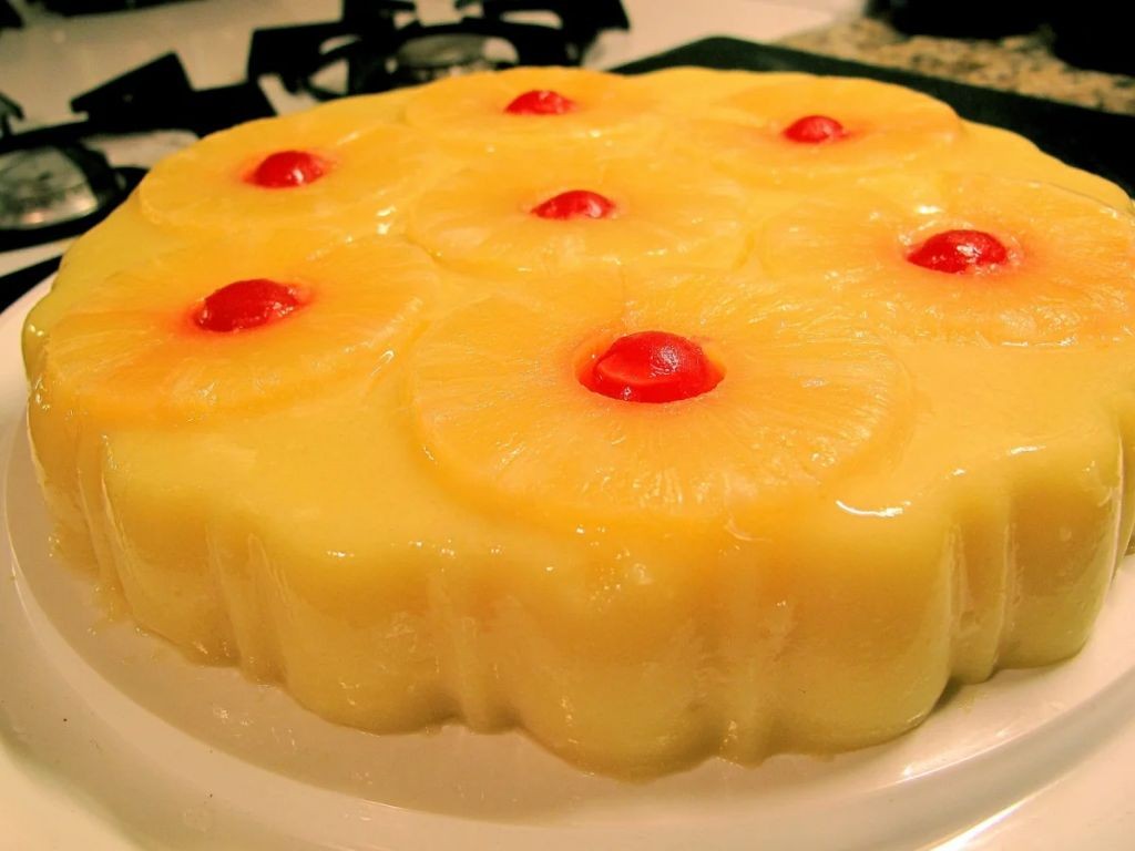 Pina colada jello with pineapple chunks
