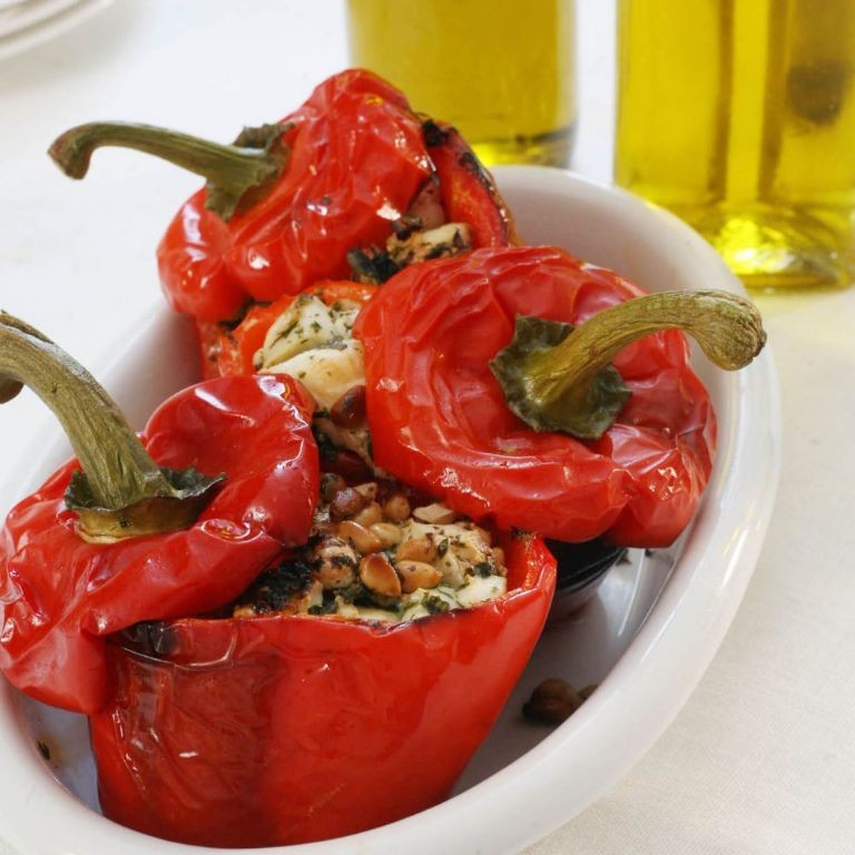 Pine Nut and Goat Cheese Stuffed Peppers