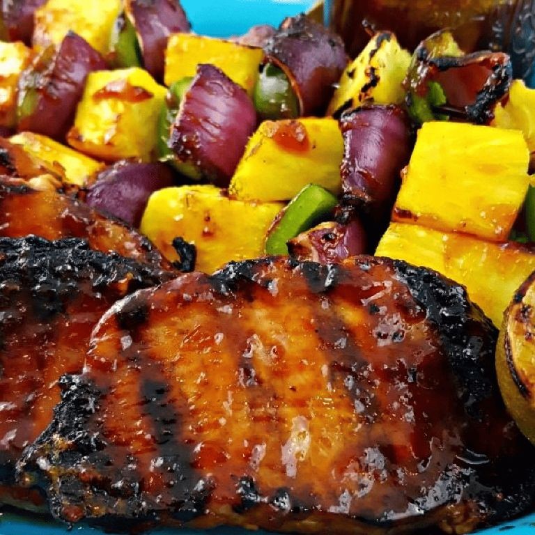 Pineapple Bourbon Pork Chops