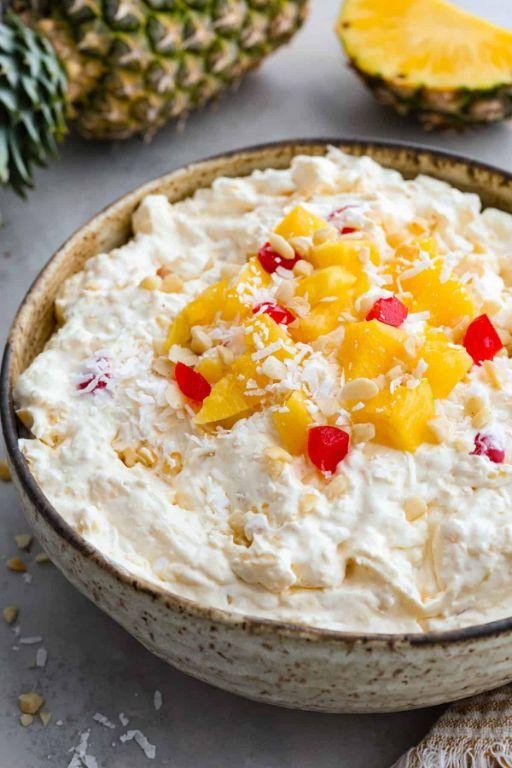 Pineapple Fluff Salad with Coconut and Marshmallows