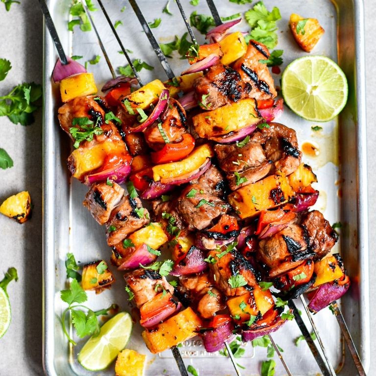Pineapple Jalapeño Pork Chunks Skewers
