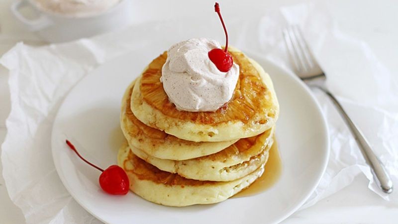 Pineapple Upside-Down Bisquick Pancakes