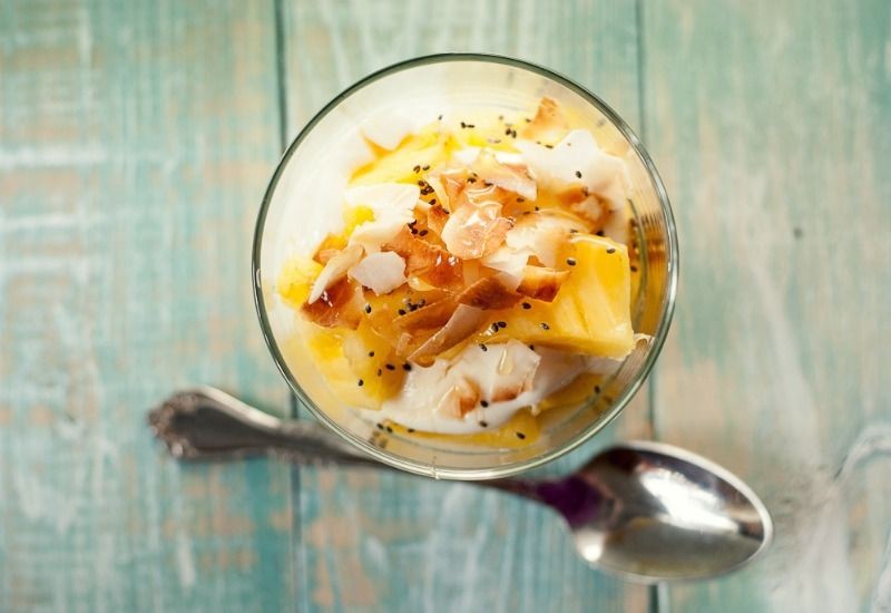 Pineapple and almond butter overnight oats