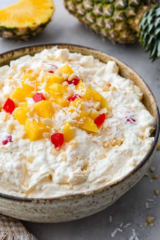 Pineapple fluff salad with marshmallows