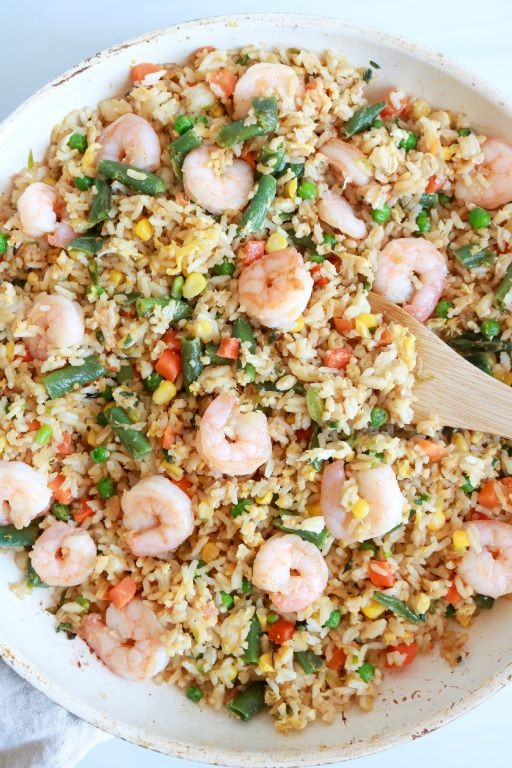 Pink Shrimp Fried Rice with Vegetables