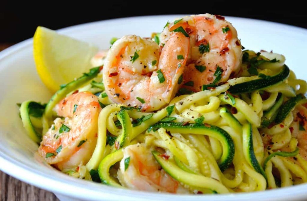 Pink Shrimp Scampi with Zucchini Noodles