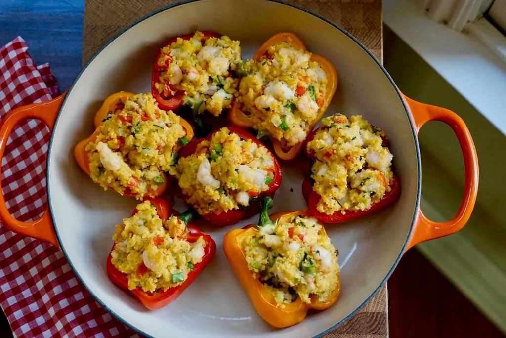 Pink Shrimp Stuffed Bell Peppers