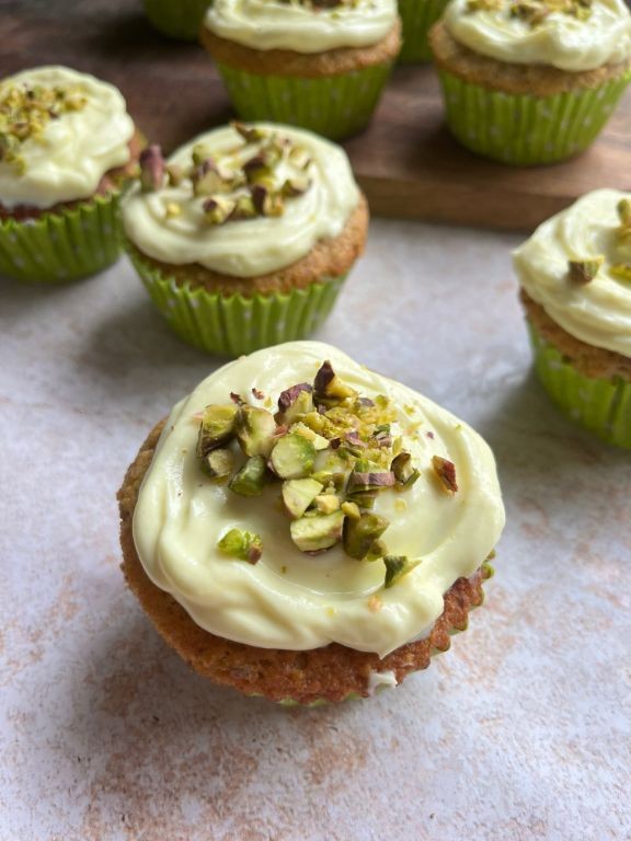 Pistachio Butter Frosted Cupcakes