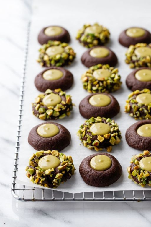 Pistachio Butter Thumbprint Cookies