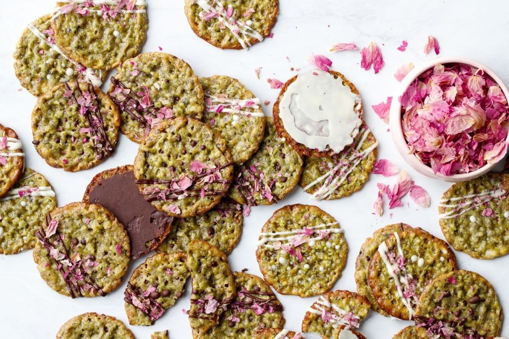 Pistachio and Cranberry Florentine Lace Cookies