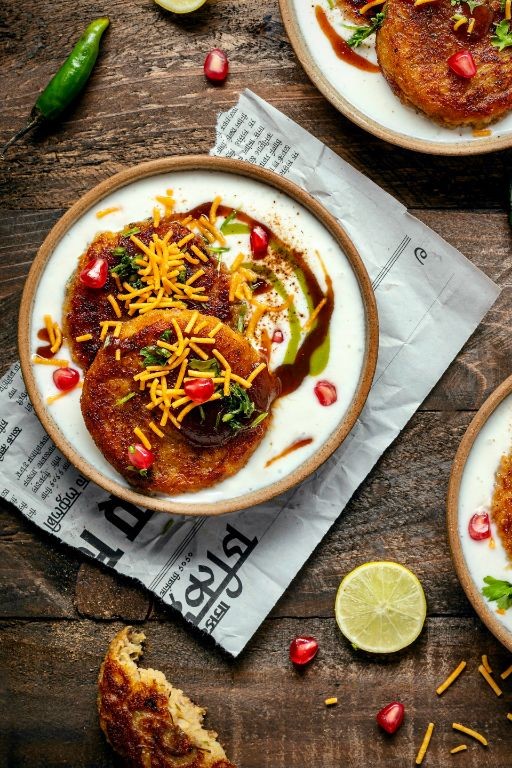 Poha Chaat with Yogurt and Chutneys