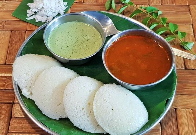 Poha Idli with Sambar